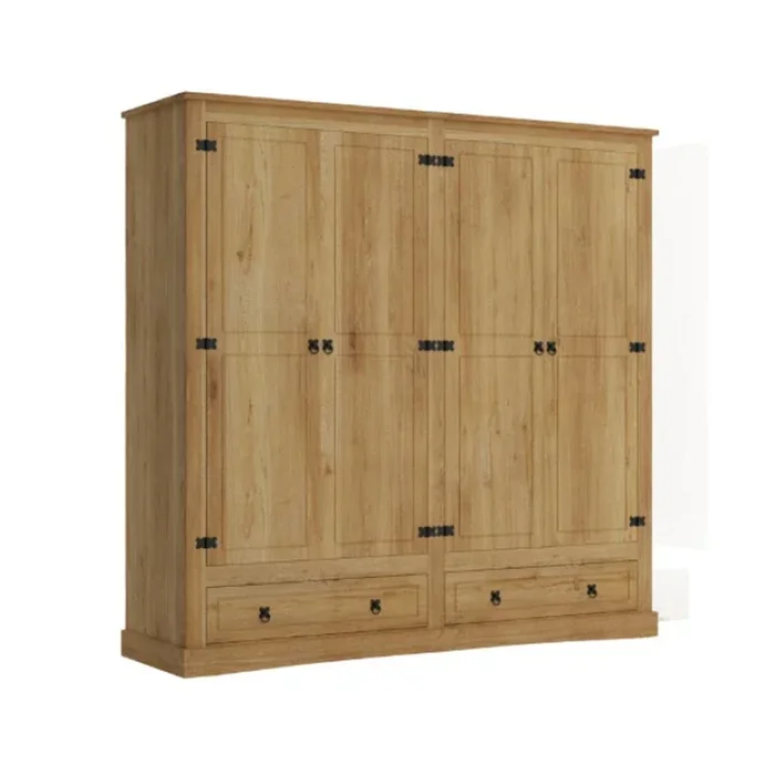Ropero 4 Puertas - Madera Maciza - Línea Monterrey - Natural en Madera natural - Roperos y placares, Uruguay | Ecowood, vista 4