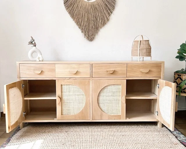 Aparador alacena con esterilla natural en Madera natural - Decoración, Uruguay | Decoramuss, vista 2