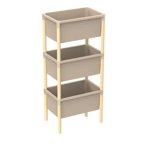 ESTANTERIA 3 CONTENEDORES 95x26x39CMS MADERA Y PP en Beige - Bibliotecas, Uruguay | Koz