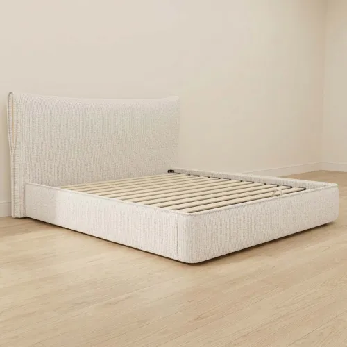 Cama C/baúl King Madera-y-tela Natural-beige Zafiro en Beige - Dormitorio, Uruguay | Divino