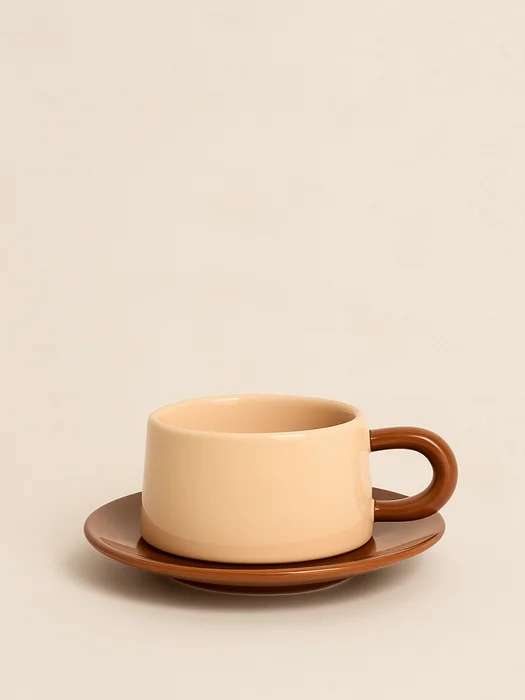 Set Taza + Plato Bicolor en Verde - Decoración, Uruguay | Cabana