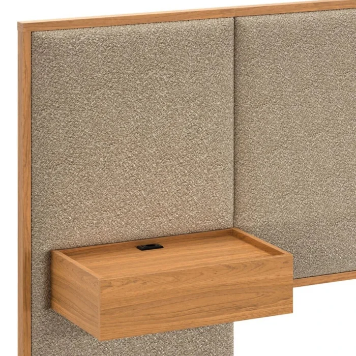 Respaldo 2 plazas con mesa de luz Tapizado Full - Nordik - Marrón en Beige - Respaldos de cama, Uruguay | Ecowood, vista 3