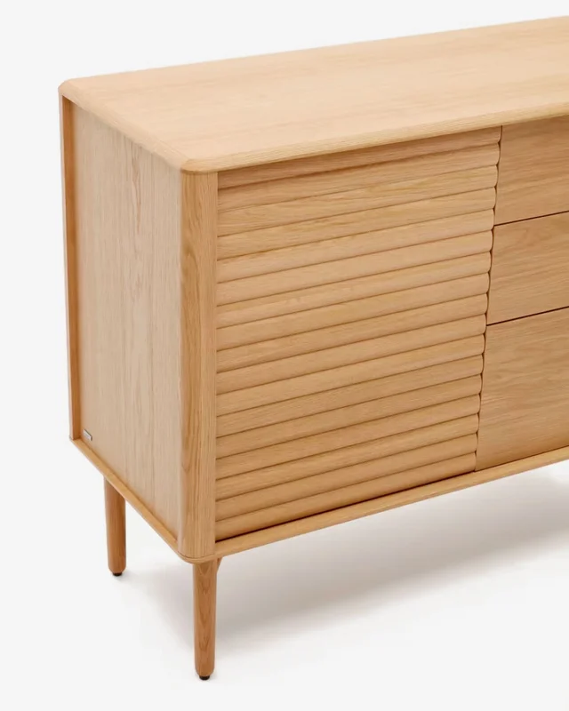 Aparador Lenon - 1 puerta y 3 cajones de madera y chapa de roble 105 x 84 cm FSC MIX Credit en Madera natural - Aparadores y recibidores, Uruguay | Kavehome, vista 3