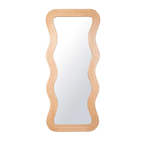 Espejo Disco 74x170cm Madera-de-mango Natural-beige Crudo en Blanco - Espejos, Uruguay | Divino
