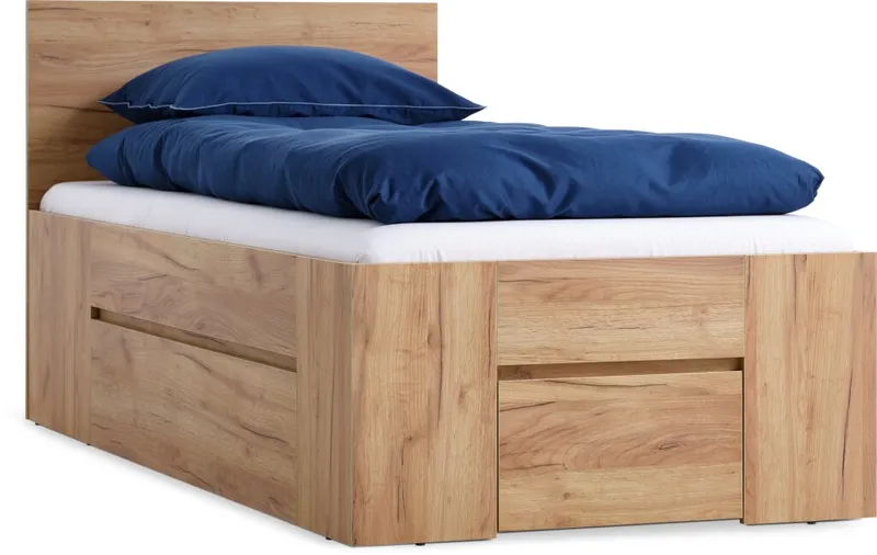 Estructura cama LIMFJORDEN 1 Plaza 90x200 2 cajone en Madera natural - Dormitorio, Uruguay | JYSK
