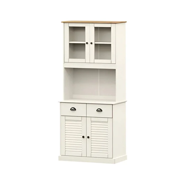 Cristalero - 4 Puertas - 2 Cajones - Línea Oslo - Blanco en Blanco - Bibliotecas, Uruguay | Ecowood