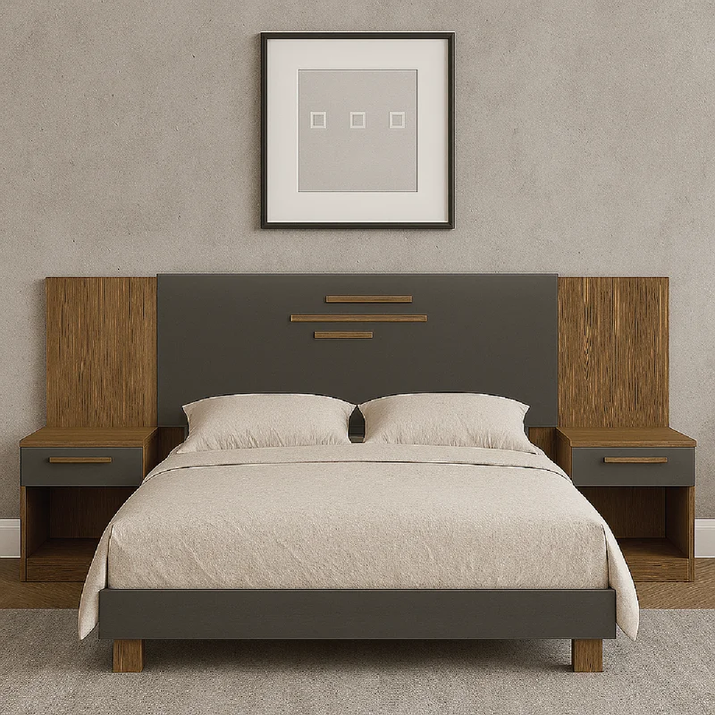 Respaldo Dormitorio 2 Plazas Queen Mesas De Luz 1 Cajon en Jatobá Grafito - Respaldos de cama, Uruguay | Muebles Express, vista 3