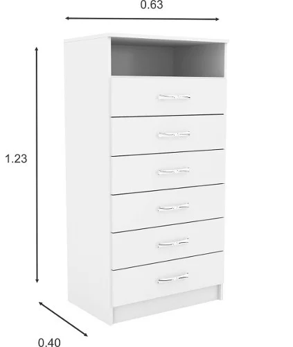 Comoda Cajonera 6 Cajones Espacio Dormitorio Blanco 061 en Blanco - Cómodas, Uruguay | Muebles Express, vista 3