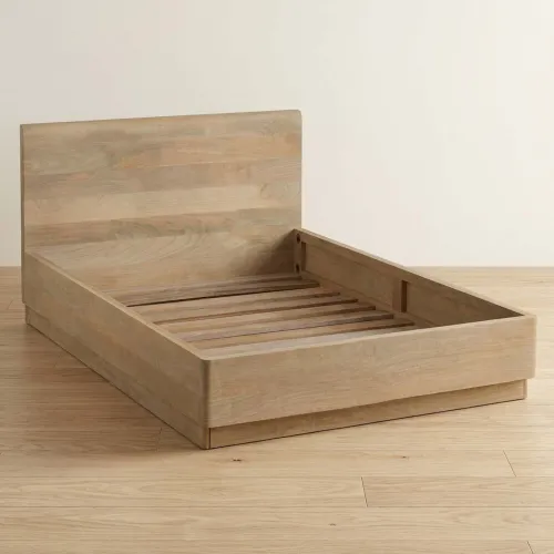 Cama 2 Plazas Madera Natural-beige Cuarzo en Madera natural - Dormitorio, Uruguay | Divino