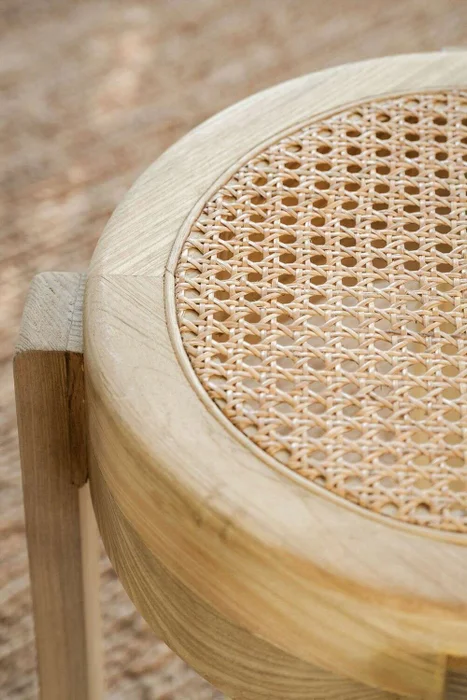 MESA AUXILIAR / BANQUITO DE TEKA Y RATTAN en Madera natural - Butacas, banquetas y puffs, Uruguay | La Iberica, vista 2