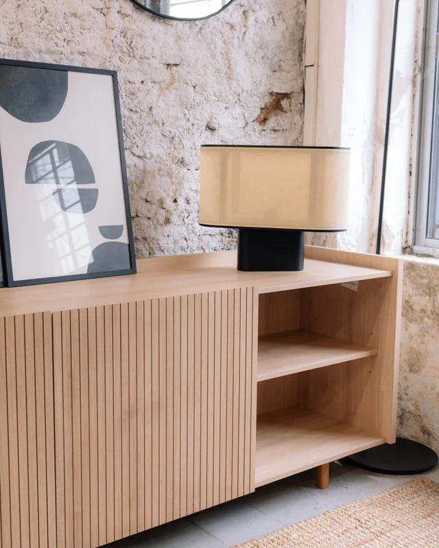 Lámpara de Mesa Eliptico Apollo Negra en Negro – Recopilación: Elíptico – Material: Madera – Material Pantalla: Esterilla - Lámparas de mesa, Uruguay | Berna home, vista 3