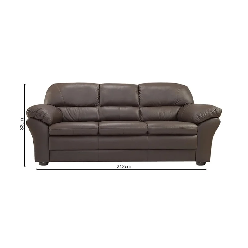 Sillon 3 cuerpos Cuero Natural Florencia - Chocolate en Marrón - Sillones y sofás, Uruguay | La Cueva Muebles, vista 3