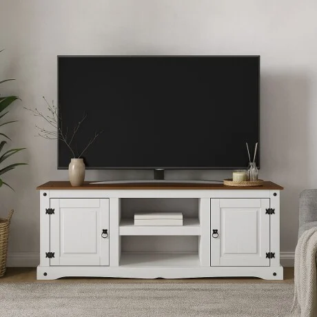 Rack 2 Puertas Línea Naturale 170 cm - Blanco/Roble en Multicolor - Muebles para TV, Uruguay | La Cueva Muebles, vista 6