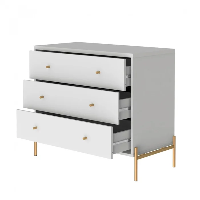Cómoda Jasper 3 cajones - White Gloss Gold en Focus Mari Slim - Cómodas, Uruguay | Rústico Hogar, vista 4