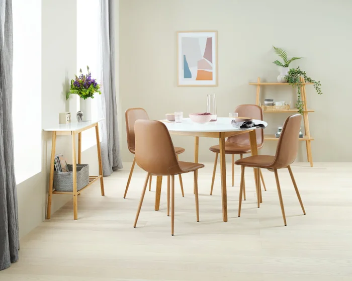 Mesa de comedor JEGIND Ø105 blanco/natural en Blanco/natural - Mesas de comedor, Uruguay | JYSK, vista 2