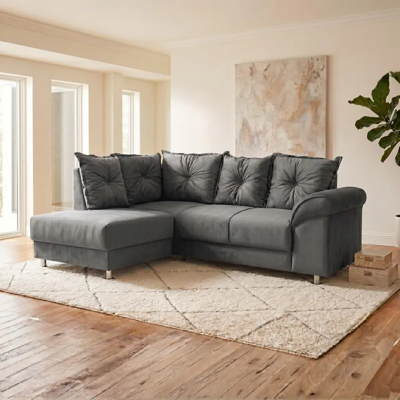 Sillón Esquinero 5 lugares - Bari - Negro en Negro - Sillones y sofás, Uruguay | Rústico Hogar