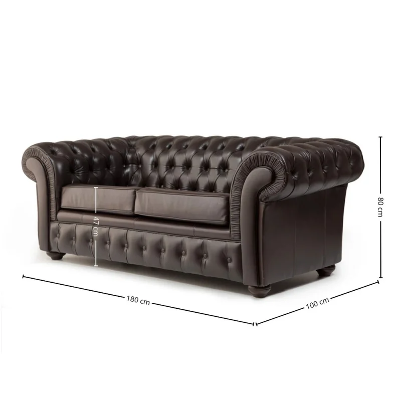 Sofá Chesterfield Divo - Cuero Natural - 2 cuerpos - A fabricar en Marrón - Sillones y sofás, Uruguay | Nyr, vista 5