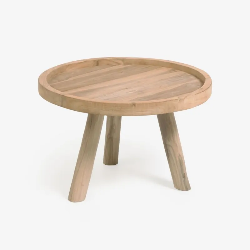Mesa de centro redonda Glenda madera maciza teca Ø 55 cm en Madera natural - Mesas de living, Uruguay | Kavehome