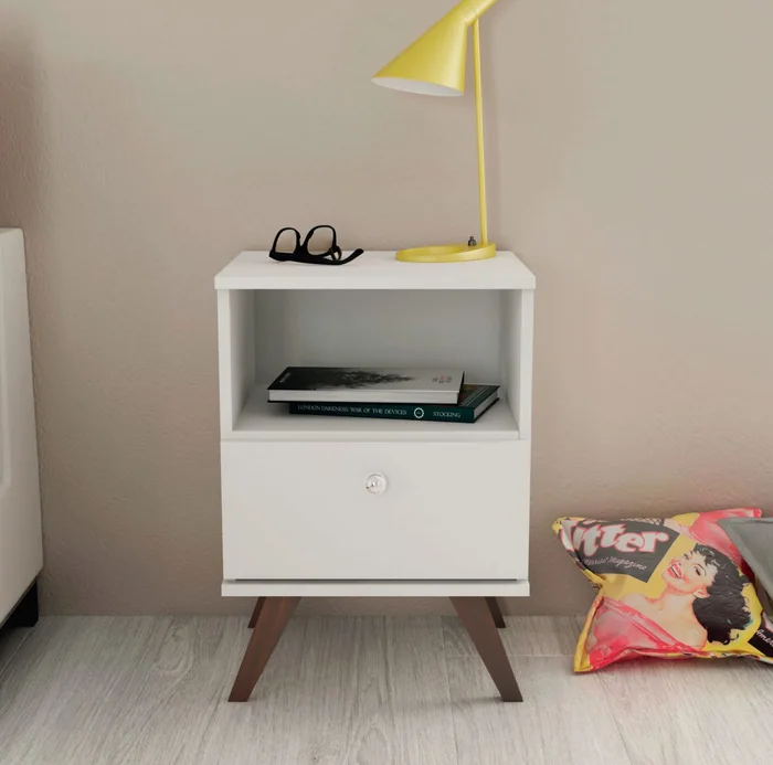 Mesa De Luz Linea Retro Living Dormitorio 1 Cajon Bl Rt3019 en Negro – Blanco – Rojo – Rosado - Mesas de luz, Uruguay | Muebles Express, vista 2