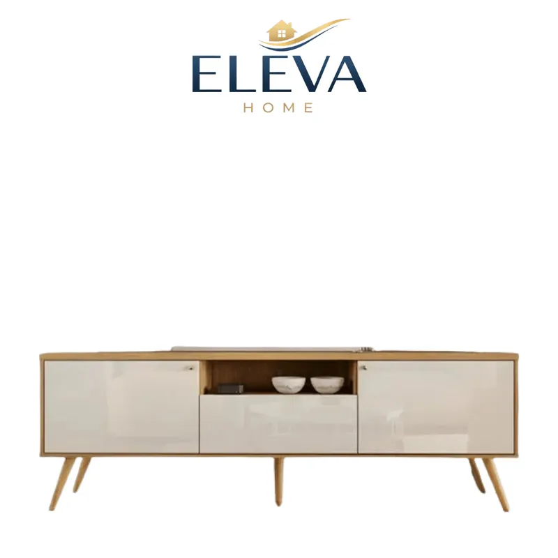Rack TV River 1.40 - Blanco en Blanco - Muebles para TV, Uruguay | Nario Hogar