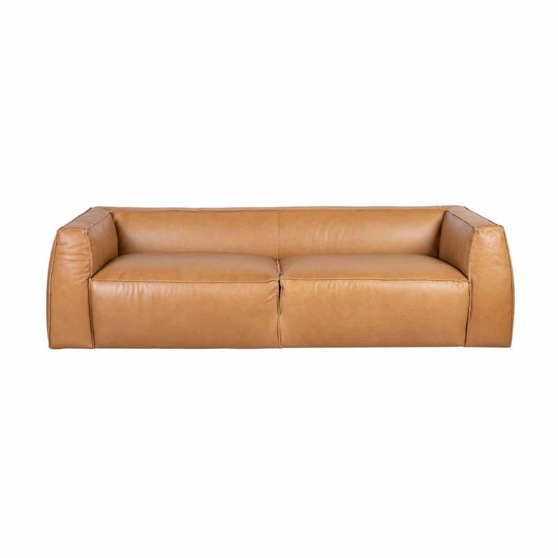 Sofá 3 Cuerpos Cuero Marron Tufa Camel en Beige - Sillones y sofás, Uruguay | Divino, vista 3