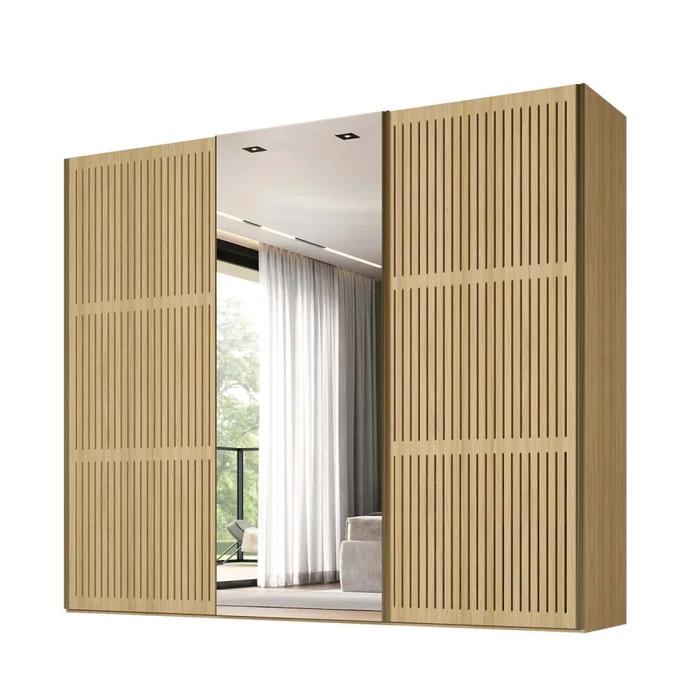 Placard Nilo 3 Puertas Mdf Natural-beige C/zapatera en Madera natural - Roperos y placares, Uruguay | Divino, vista 2