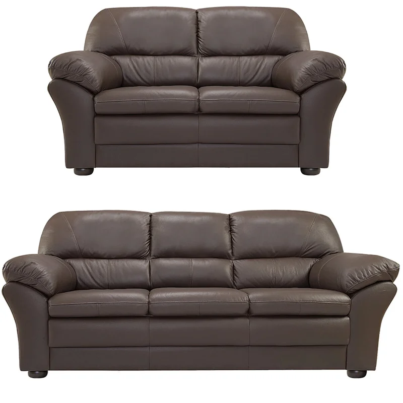 Juego de living 3+2 Cuero Natural en Marrón - Sillones y sofás, Uruguay | La Cueva Muebles, vista 3