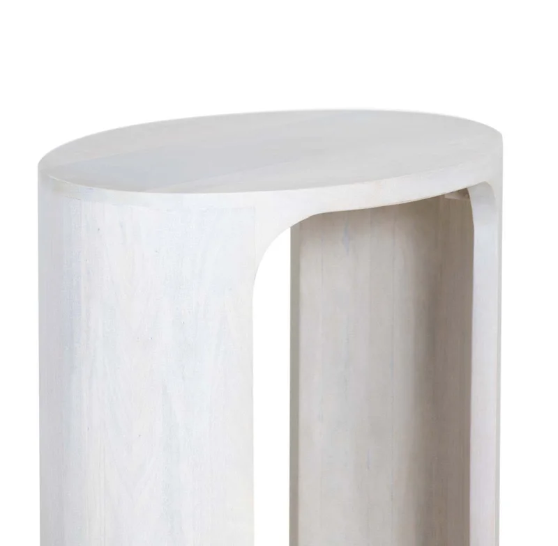 Mesa Auxiliar Madera Blanco Oval en Blanco - Mesas de living, Uruguay | Divino, vista 4