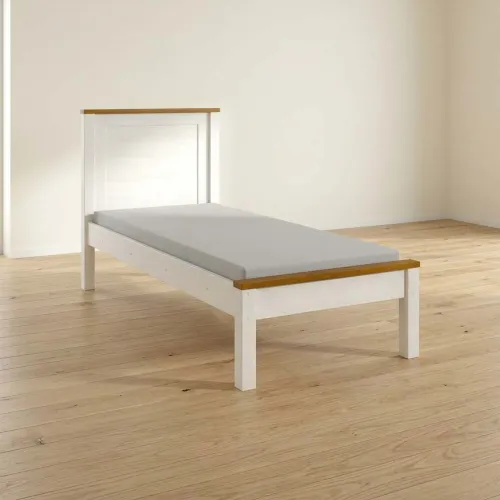 Cama 1 Plaza Pino Natural-beige Topazio en BCO/MIEL - Dormitorio, Uruguay | Divino