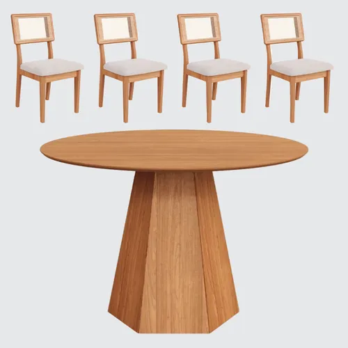 Juego de comedor Milano - 4 Sillas Tapa Ratan 100% MDF - Mesas de comedor, Uruguay | Balton