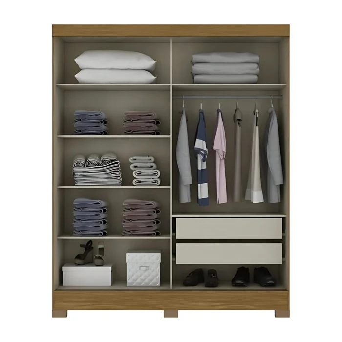 Ropero 2 Puertas B74 - Natural y beige en Multicolor - Roperos y placares, Uruguay | Nario Hogar, vista 3