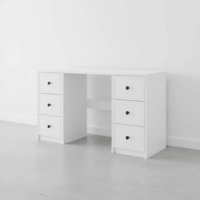 Escritorio Mdf Blanco Americana 6 Cajones en Blanco - Escritorios, Uruguay | Divino