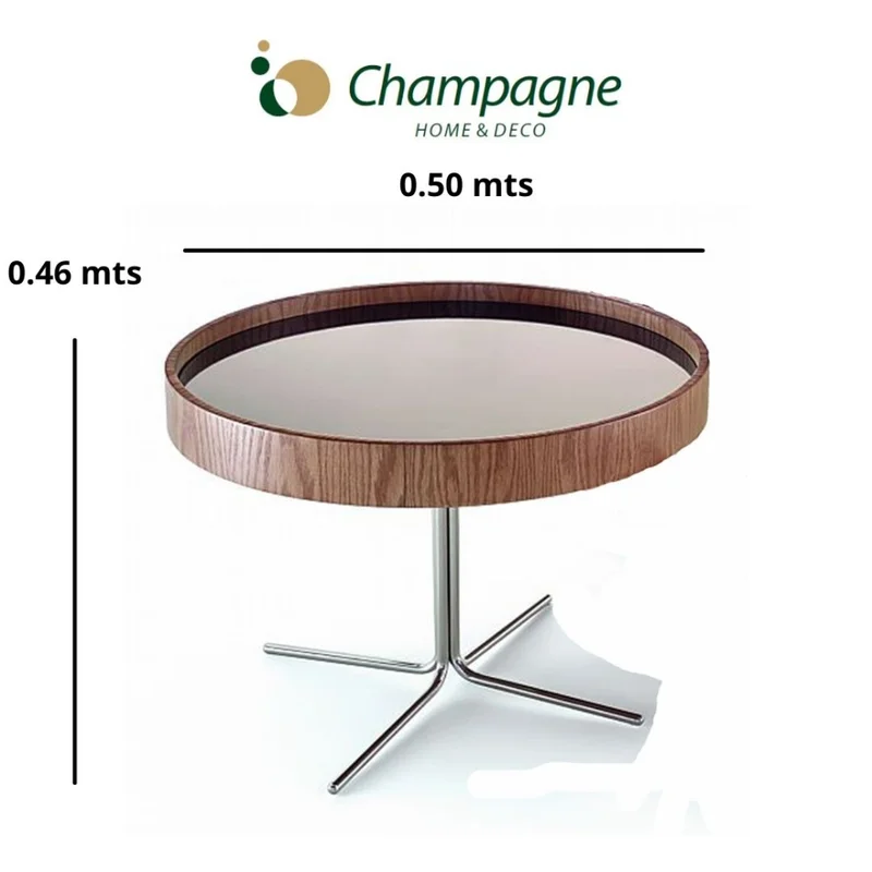 MESA CENTRO REDONDA - BASE GRAFITO - VIDRIO BRONCE en Madera natural - Mesas de living, Uruguay | Champagne Home, vista 3