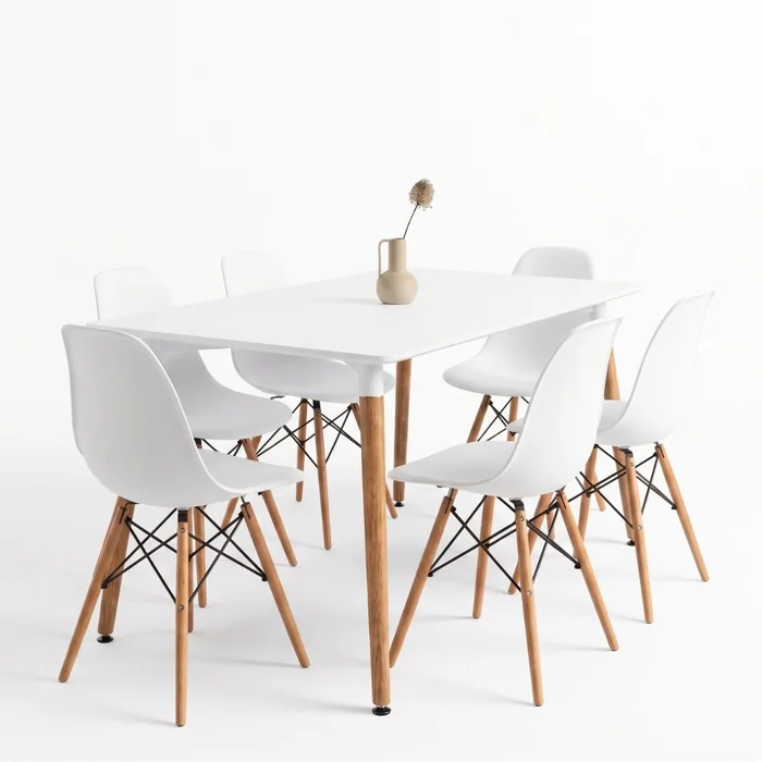 Juego de comedor 6 sillas Eames 120 - Blanco en Blanco - Mesas de comedor, Uruguay | Rústico Hogar, vista 2