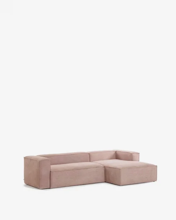 Sofá Blok 3 plazas chaise longue - derecho pana gruesa rosa 300 cm en Rosa - Sillones y sofás, Uruguay | Kavehome