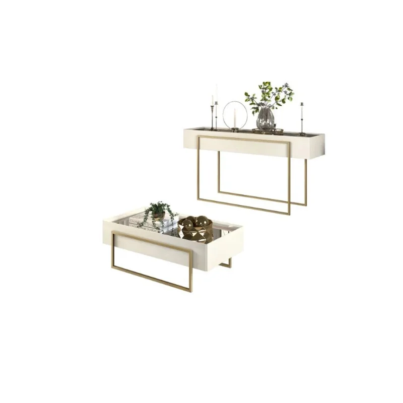 Mesa de Living Vidrio y Metal - Línea París - Blanco en Blanco - Mesas de living, Uruguay | Ecowood, vista 5