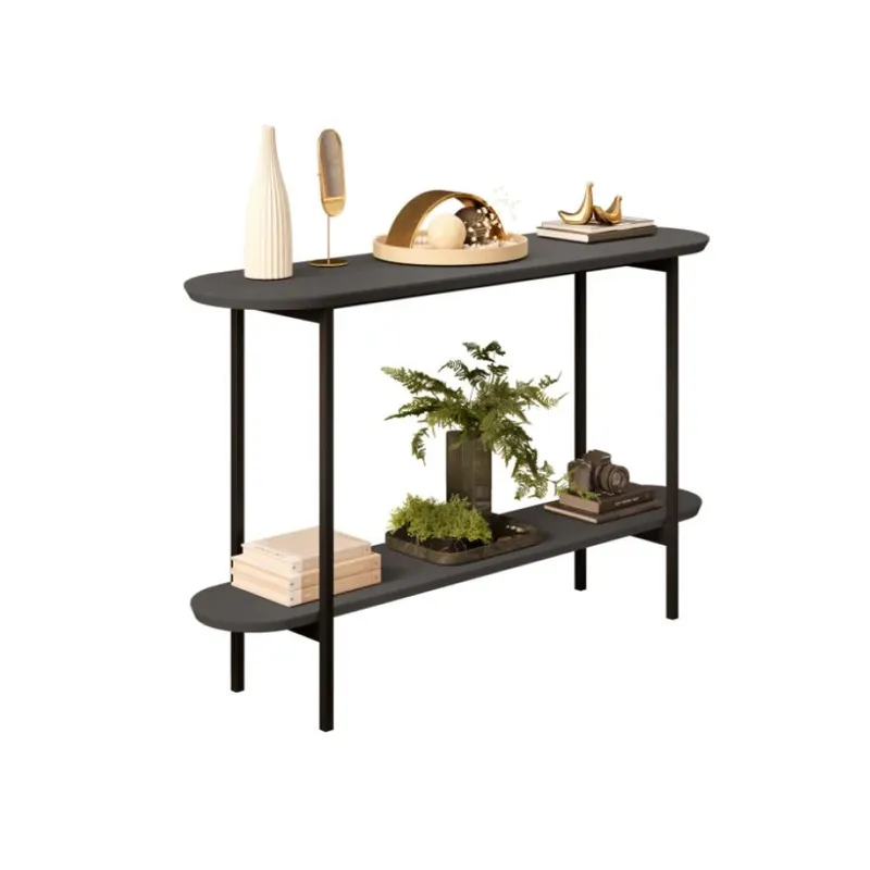 Mesa de arrime en MDF y Metal - Charlote Gris en Gris - Mesas de arrimo, Uruguay | Ecowood