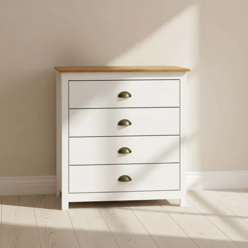Cómoda 4 Cajones Pino Natural-beige Topazio en BCO/MIEL - Cómodas, Uruguay | Divino