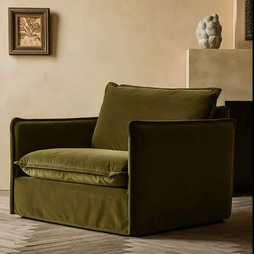 Butaca con terciopelo en Verde oliva - Sillones y sofás, Uruguay | Pieza Clave