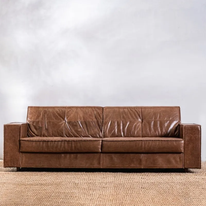 Sillón Cuero Avan 3 Cuerpos Chocolate en Marrón - Sillones y sofás, Uruguay | Aihaus