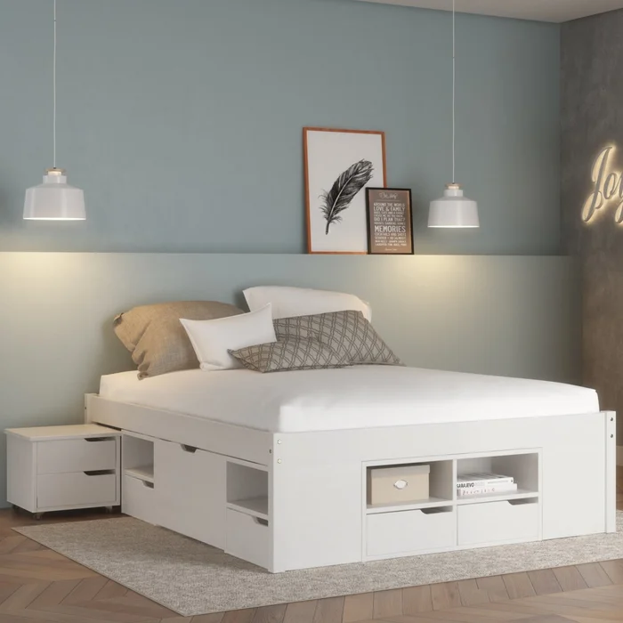 Cama 2 plazas con Cajones - Charme - Linea Funcional - Blanco en Blanco - Dormitorio, Uruguay | Rústico Hogar, vista 2