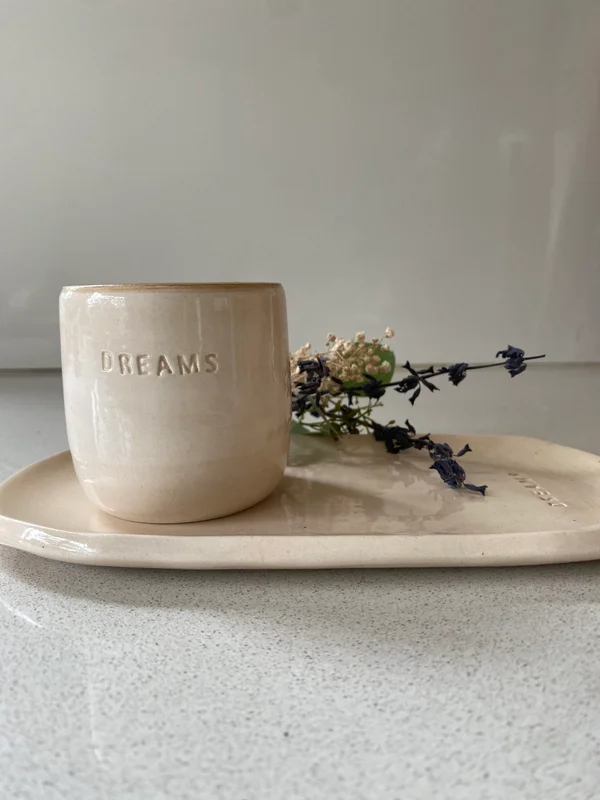 Set vaso y plato ovalado en cerámica en Beige - Decoración, Uruguay | Dreams On Time, vista 15