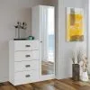 Comoda 4 Cajones 1 Puerta Con Espejo Cajonera Dormitorio Blanco en Blanco - Cómodas, Uruguay | Soy Hogar, vista 3 de 4