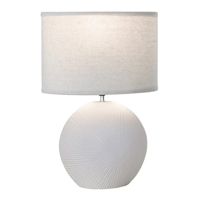 LAMPARA DE MESA CERAMICA 37x19x54CM LINEAS BLANCO en Blanco - Lámparas de mesa, Uruguay | Koz