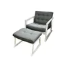 POLTRONA EN MADERA CON POSAPIE - TAPIZADO TELA GRIS - PRODUCTO CON DETALLES - en Gris - Butacas, banquetas y puffs, Uruguay | Champagne Home, vista 3 de 4