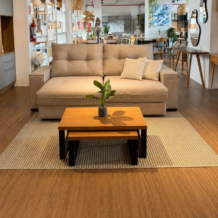 Conjunto de Mesas Ratonas Industrial 100% MDF - Linea Factory en Madera natural - Mesas de living, Uruguay | Balton, vista 3
