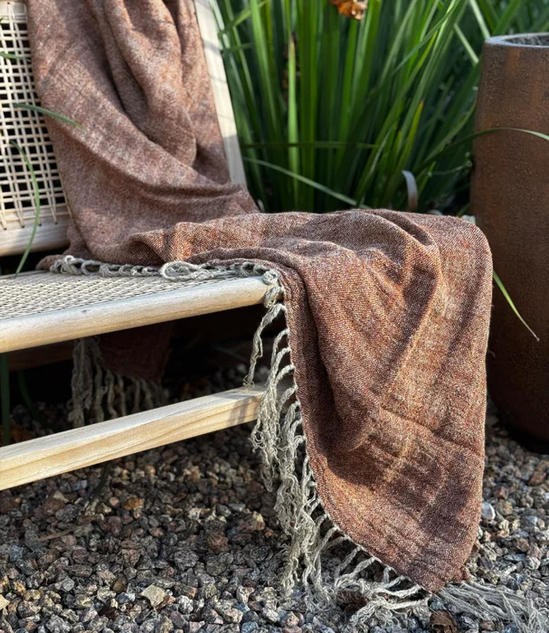 THROW RUSTICO LINO en Verde - Textiles, Uruguay | Masinfinito Casa
