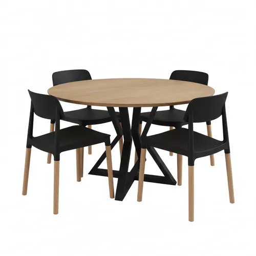 Juego de Comedor Mesa louvre olmo + 4 silla Belloch negra - Sillas, Uruguay | Berna home