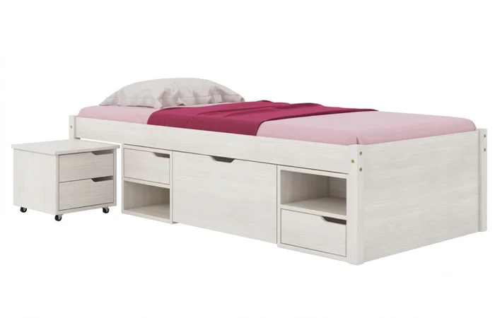 CAMA DE 1 PLAZA MADERA MACIZA CHARME BLANCA en Blanco - Dormitorio, Uruguay | Alfa Ventas, vista 2