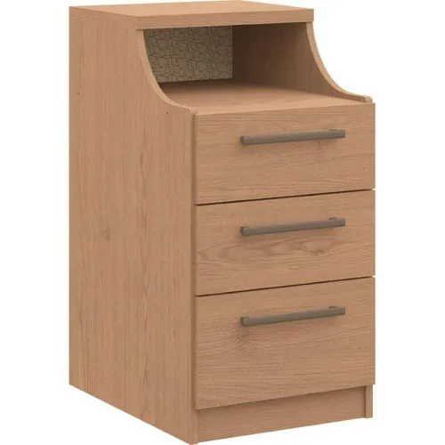 Mesa de Luz CASTRO ELEGANCE – 3 Cajones en Madera natural - Mesas de luz, Uruguay | Igoa